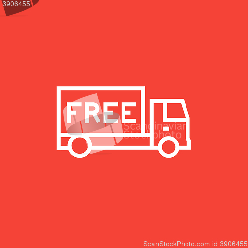 Image of Free delivery truck line icon.