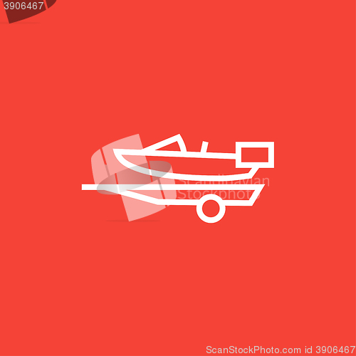 Image of Boat on trailer for transportation line icon.