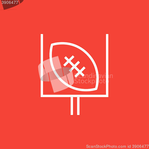 Image of Gate and ball for rugby line icon.