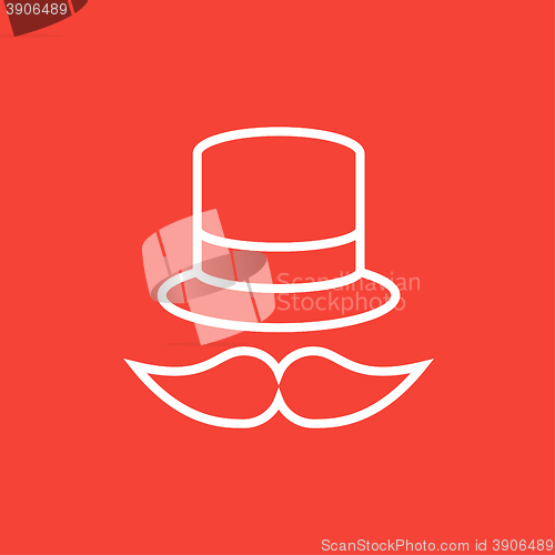 Image of Hat and mustache line icon.