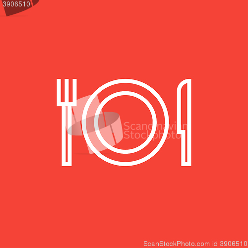 Image of Plate with cutlery line icon.