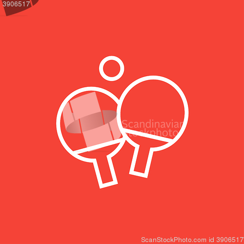 Image of Table tennis racket and ball line icon.