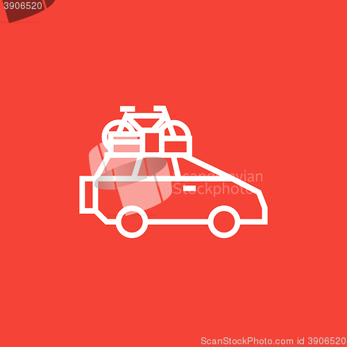 Image of Car with bicycle mounted to the roof line icon.