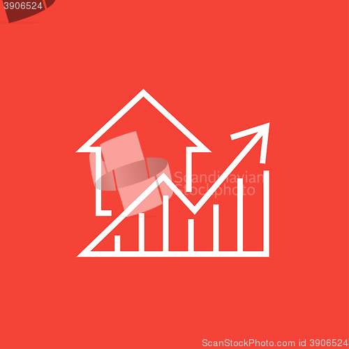 Image of Graph of real estate prices growth line icon.