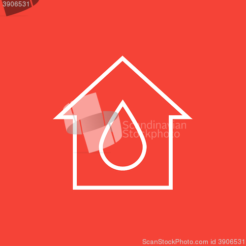 Image of House with water drop line icon.