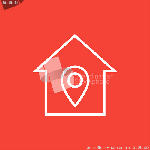 Image of House with pointer line icon.