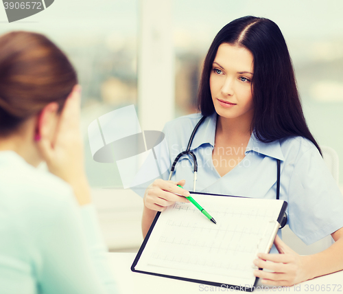 Image of female doctor or nurse with patient