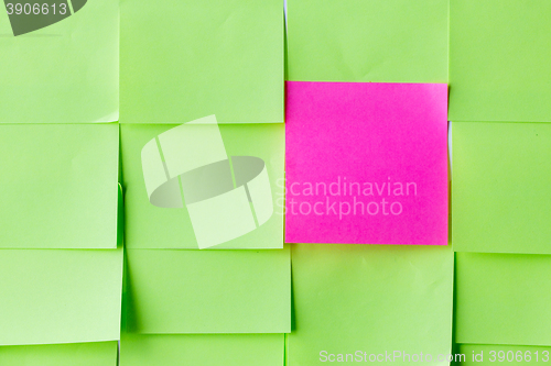 Image of close up of different color paper stickers