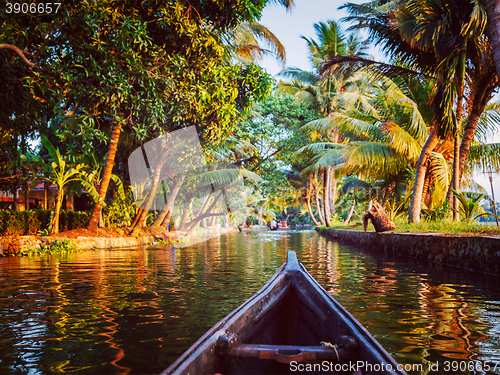 Image of Canoe in Kerala backwaters