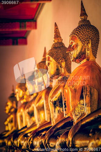 Image of Sitting Buddha statues, Thailand