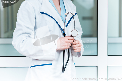 Image of Doctor with a stethoscope in the hands