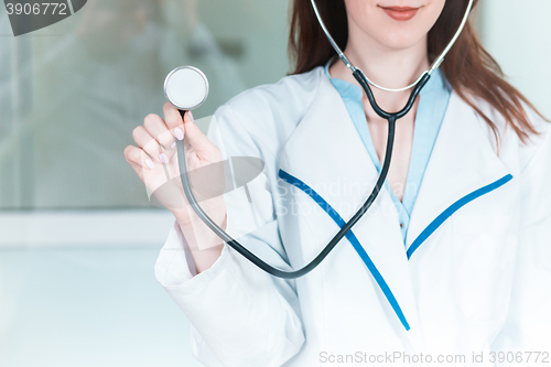 Image of Doctor with a stethoscope in the hands