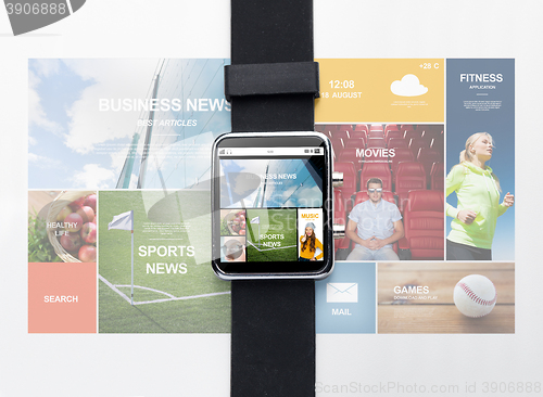 Image of close up of smart watch with internet applications