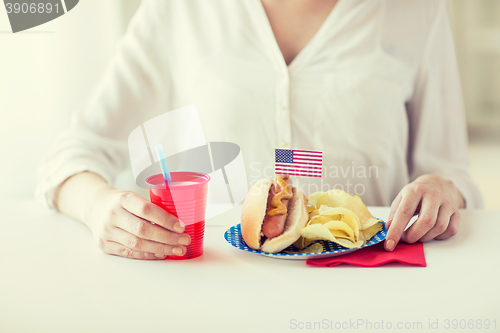 Image of woman celebrating american independence day