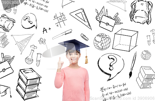 Image of happy girl in bachelor hat or mortarboard