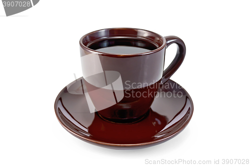 Image of Coffee in brown cup on saucer