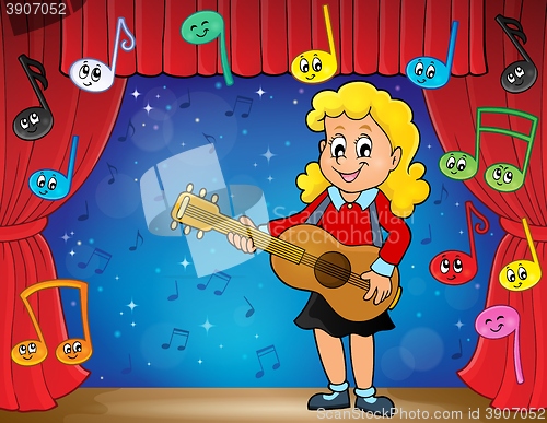 Image of Girl guitar player on stage theme 2