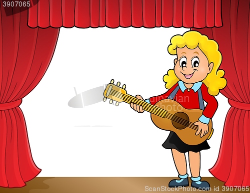 Image of Girl guitar player on stage theme 1