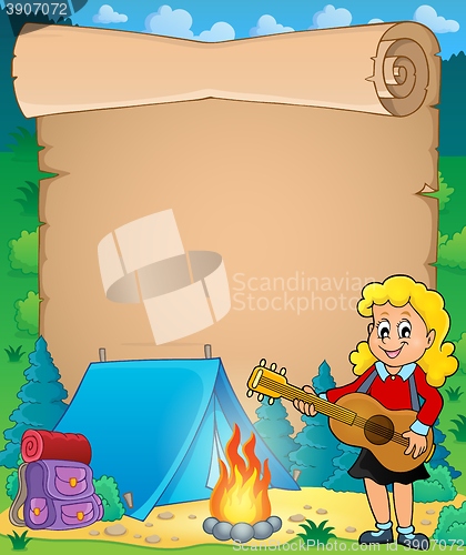 Image of Parchment with girl guitarist in camp 1