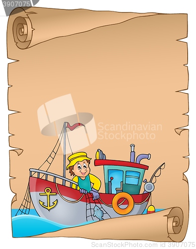 Image of Parchment with fishing boat theme 1