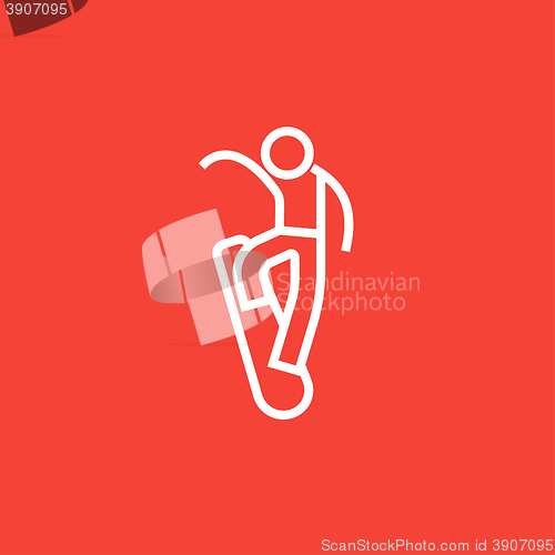Image of Man snowboarding line icon.