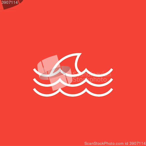 Image of Dorsal shark fin above water line icon.