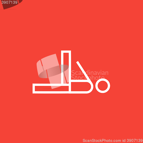 Image of Man making exercises line icon.