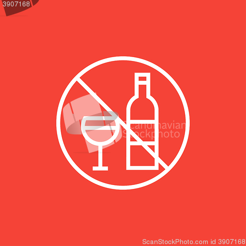 Image of No alcohol sign line icon.