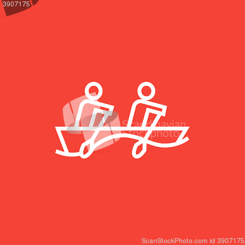 Image of Tourists sitting in boat line icon.