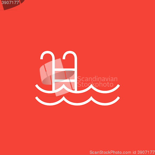 Image of Swimming pool with ladder line icon.