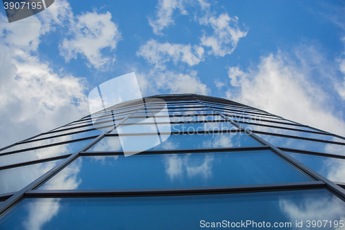 Image of window reflection dayligh as blue background