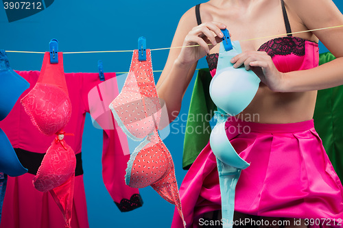 Image of pin-up girl with a basket with the laundry