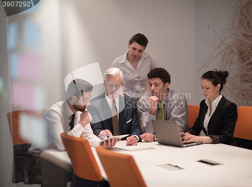 Image of business people group on meeting at modern startup office