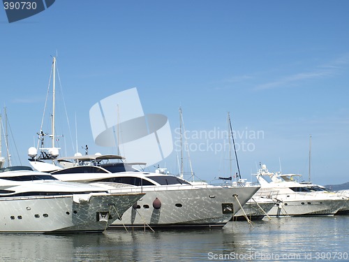 Image of yachts in french riviera harbor