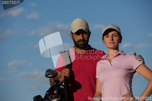 Image of portrait of couple on golf course