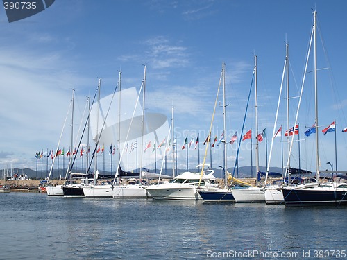 Image of yachts in french riviera harbor