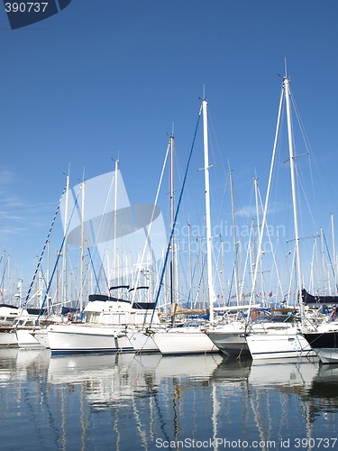 Image of yachts in french riviera harbor