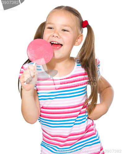 Image of Little girl with lollipop