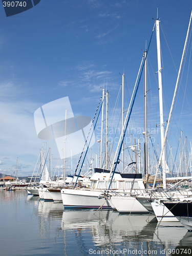 Image of yachts in french riviera harbor