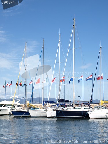 Image of yachts in french riviera harbor