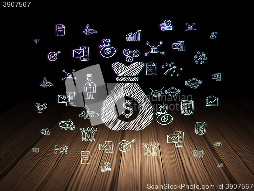 Image of Finance concept: Money Bag in grunge dark room