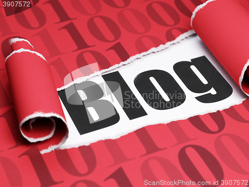 Image of Web design concept: black text Blog under the piece of  torn pap