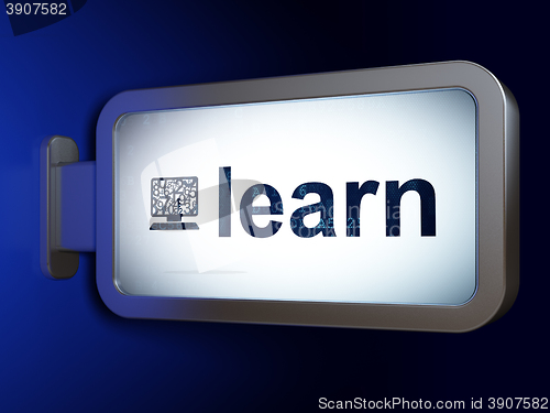 Image of Learning concept: Learn and Computer Pc on billboard background