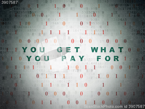 Image of Business concept: You get what You pay for on Digital Data Paper background
