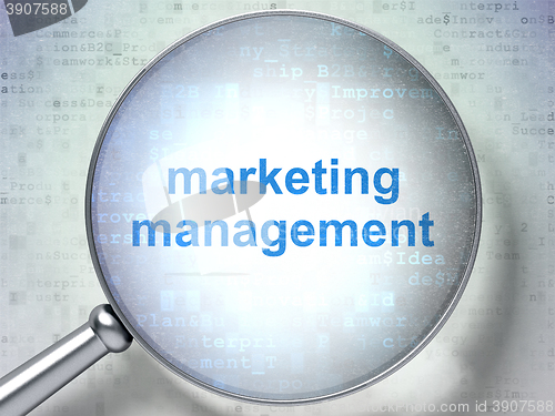 Image of Advertising concept: Marketing Management with optical glass