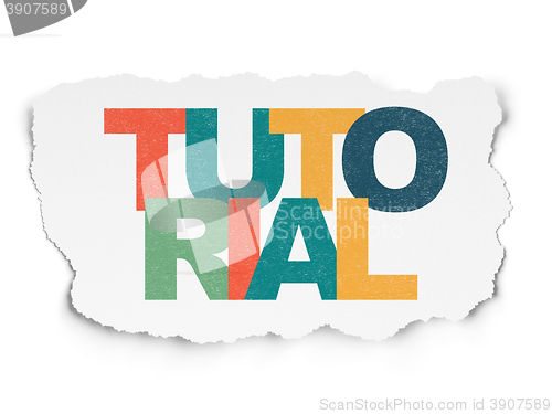 Image of Education concept: Tutorial on Torn Paper background