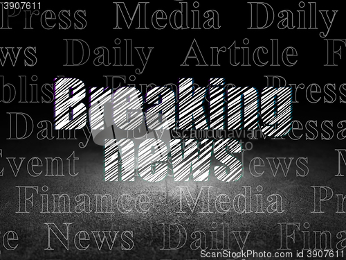 Image of News concept: Breaking News in grunge dark room