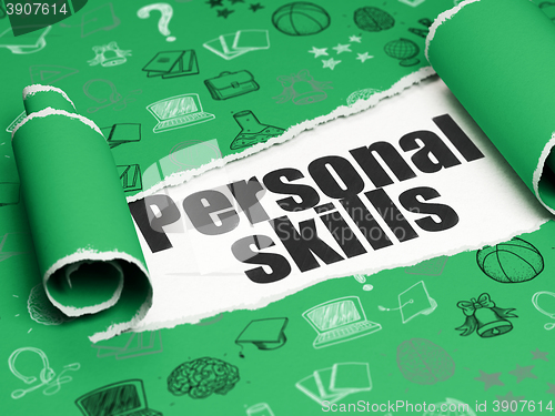 Image of Learning concept: black text Personal Skills under the piece of  torn paper