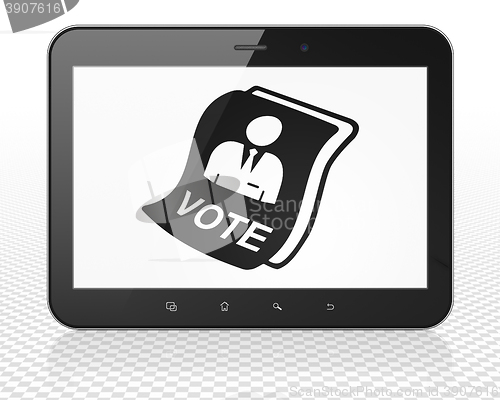 Image of Political concept: Tablet Pc Computer with Ballot on display