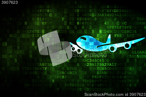 Image of Tourism concept: Airplane on digital background